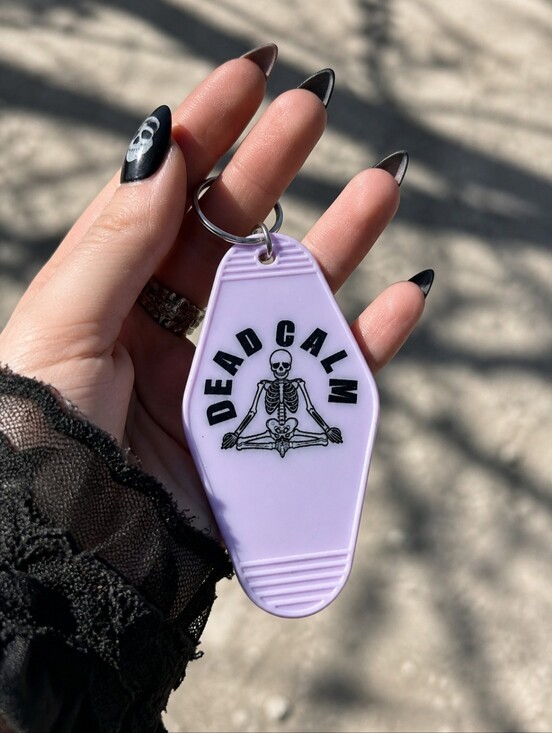 Handmade Accessories - Dead Calm Skeleton Keychain Handmade UV Resin Goth Horror Spooky Gift TagCharm